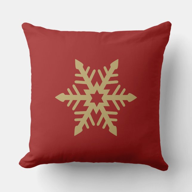Snowflakes 2-wegs design Gold op rood Kussen (Voorkant)