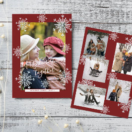 Snowflakes 6 familie foto collage script Kerstmis Feestdagenkaart
