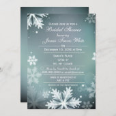 Snowflakes Aqua Winter Bridal invitation (Devant / Derrière)