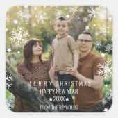 Snowflakes Arched Frame Photo Overlay Holiday Vierkante Sticker (Voorkant)