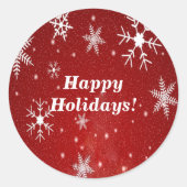 Snowflakes avec Stickers Rond Arrière - plan Rouge (Devant)