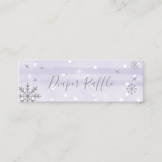 Snowflakes Baby shower Diaper Raffle Mini Visitekaartje (Voorkant)
