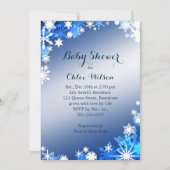 Snowflakes Baby shower Uitnodiging in Blauw (Voorkant)