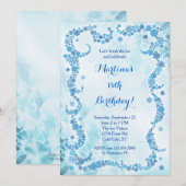 Snowflakes Birthday Invitation Kaart (Voorkant / Achterkant)