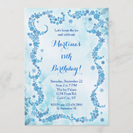 Snowflakes Birthday Invitation Kaart