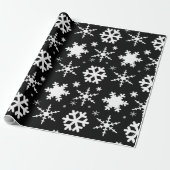 Snowflakes Black Cadeaupapier (Uitgerold)