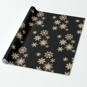 Snowflakes Black Gold Snowflake Winter Xmas Cadeaupapier