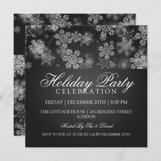 Snowflakes Black Kaart (Voorkant / Achterkant)