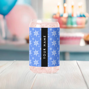 Snowflakes blanc, Bleu, Votre nom, Personnaliser