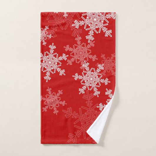 Snowflakes blanc rouge Noël minimaliste (Serviette à main)