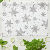 Snowflakes blanc Serviette de cuisine (Plié)