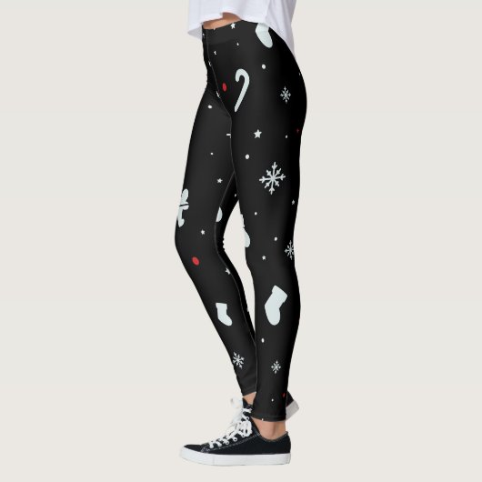 Snowflakes blancs Leggings de Noël pour les femmes (Gauche)
