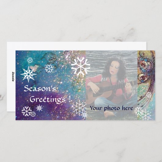 SNOWFLAKES, blauw, groen, wit, geel Feestdagenkaart (Voorkant / Achterkant)