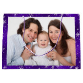 Snowflakes Bleu-pourpre Backgd Grand sac cadeau (Devant)