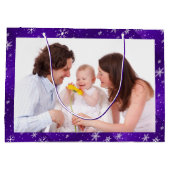 Snowflakes Bleu-pourpre Backgd Grand sac cadeau (Dos)