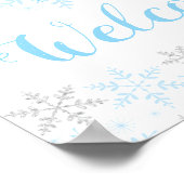Snowflakes Blue Baby Boy Shower Affiche de bienven (Coin)