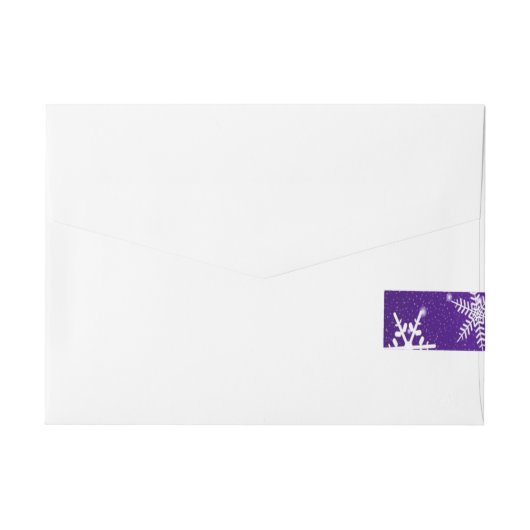 Snowflakes Blue Background Wrap Adresetiketten Omwikkelbaar Adreslabel (Achterkant)