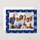 Snowflakes Blue Feestdagenkaart (Voorkant / Achterkant)