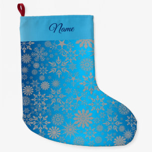 Snowflakes Blue Holiday Stocking Grote Kerstsok