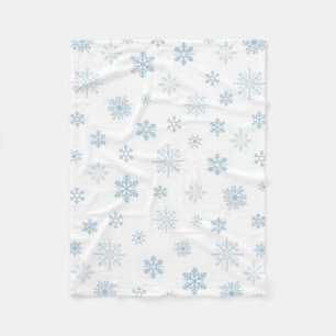 Snowflakes Blue White Cozy Fleece Blanket Deken