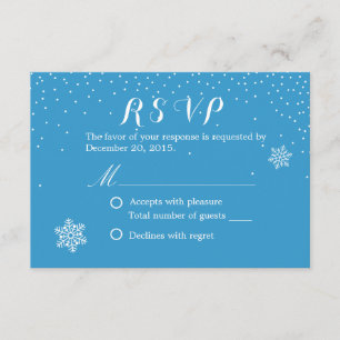 Snowflakes Blue Winter Wedding Cartes RSVP