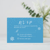 Snowflakes Blue Winter Wedding Cartes RSVP (Debout devant)