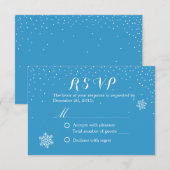 Snowflakes Blue Winter Wedding Cartes RSVP (Devant / Derrière)