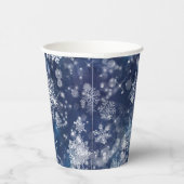  Snowflakes & Bokeh Pattern Wht/Blu ID846 Papieren Bekers (Rechts)