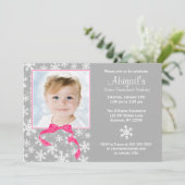 Snowflakes Bow Winter Onederland Fotodag Kaart (Staand voorkant)