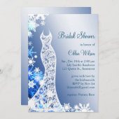 Snowflakes Bridal Shower Invitation 2 Kaart (Voorkant / Achterkant)