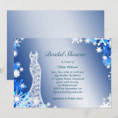 Snowflakes Bridal Shower Invitation 3 Kaart (Voorkant / Achterkant)