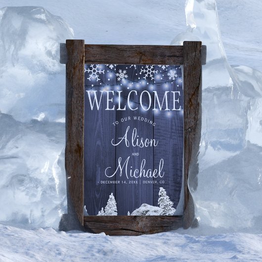 Snowflakes bruiloft welkomstbord poster