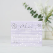 Snowflakes Budget Baby shower Advice Cards (Staand voorkant)
