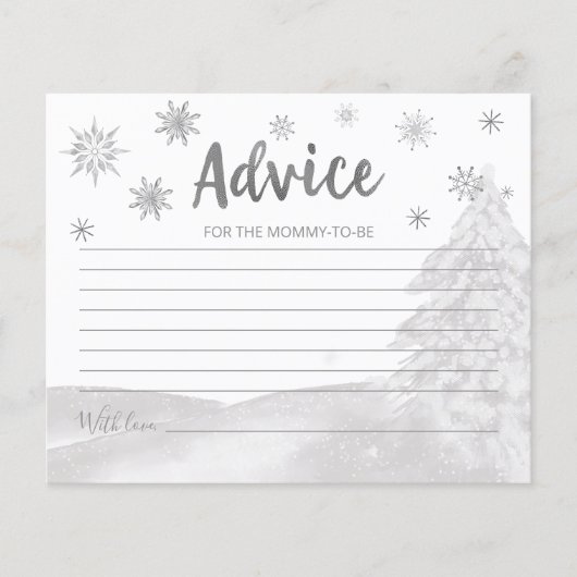 Snowflakes Budget Grey Baby shower Cartes de conse (Devant)