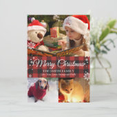 Snowflakes & Buffalo Plaid 3 photo Carte de Noël (Debout devant)