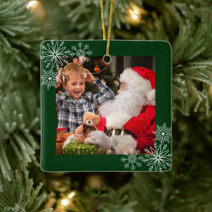 Snowflakes Cadre Photo Ornement en céramique