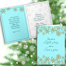 Snowflakes Christian Scripture Carte de Noël bleue