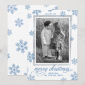 Snowflakes classique Carte photo de Noël de famill (Devant / Derrière)