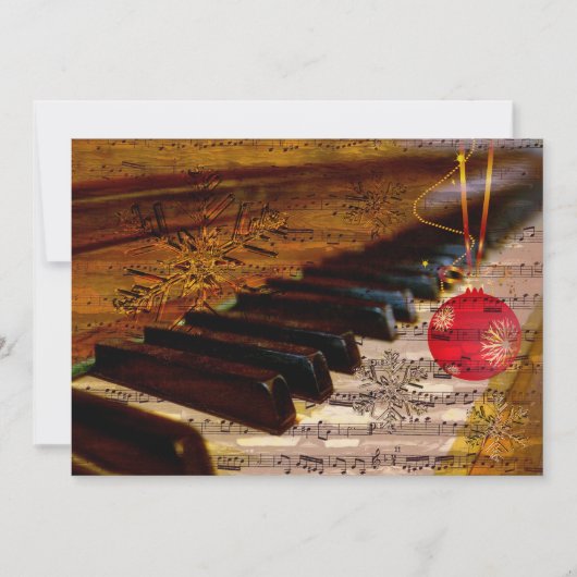 snowflakes collage pianiste rustique carte de fin (Devant)