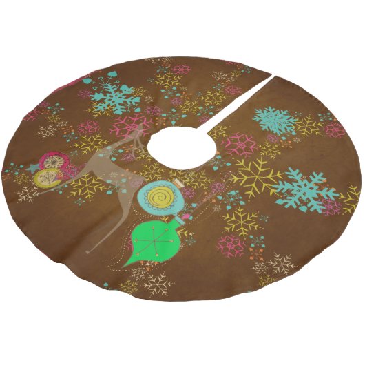 Snowflakes Deer Ornaments Holiday Tree Skirt Kerstboom Rok (Gekanteld)