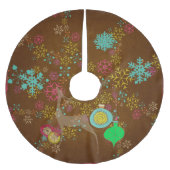 Snowflakes Deer Ornaments Holiday Tree Skirt Kerstboom Rok (Voorkant)