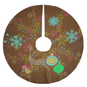 Snowflakes Deer Ornaments Holiday Tree Skirt Kerstboom Rok