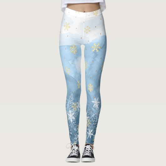 Snowflakes design Christmas Leggings (Devant)
