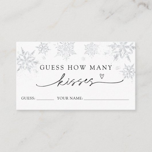 Snowflakes Devine Combien De Baisers Carte De Jeu (Devant)