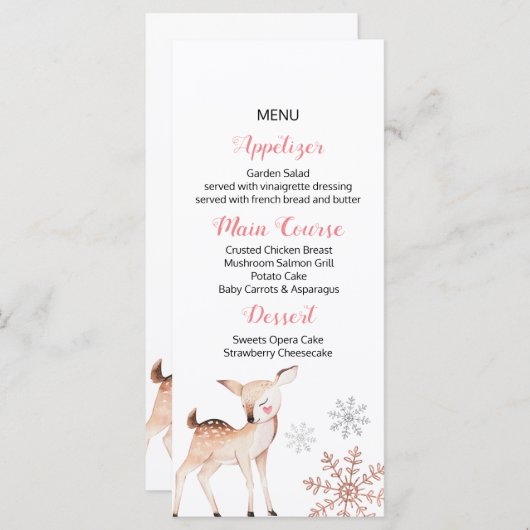 Snowflakes d'hiver des cerfs ONE derland Menu d'an (Devant / Derrière)