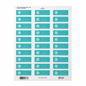 Snowflakes d'hiver en Étiquette de adresse Turquoi (Feuille entière)