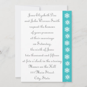 Snowflakes d'hiver en Faire-part de mariage Turquo