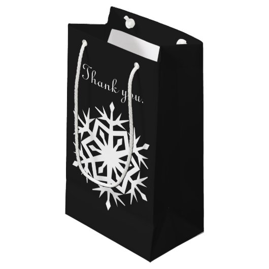 Snowflakes d'hiver en sac cadeau noir (Devant Angle)