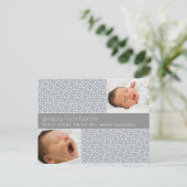 Snowflakes d'hiver Gris ・ Faire-part bébé (Debout devant)
