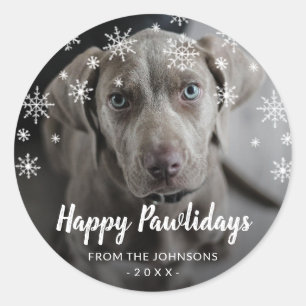 Snowflakes Dog-foto met kerstmis Ronde Sticker